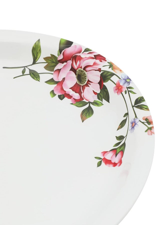 Abir 6-Piece Melamine Deep Round Serving Plate Set 40 CM / 15.75 INCH White/Floral - Image 4