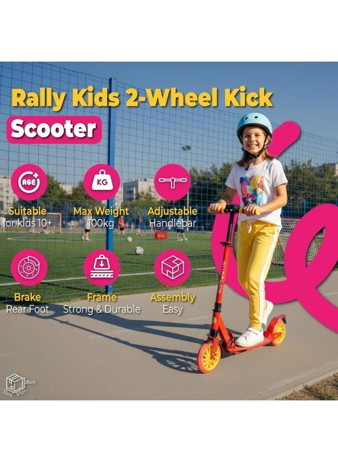 Rally 2-Wheel Kick Scooter for Kids & Teens 10+ | 200mm PU Wheels, Foldable Lightweight Frame, 5-Level Adjustable Handlebar & Rear Foot Brake, Up to 100 kg | Big-Wheel Urban Scooter - Image 3