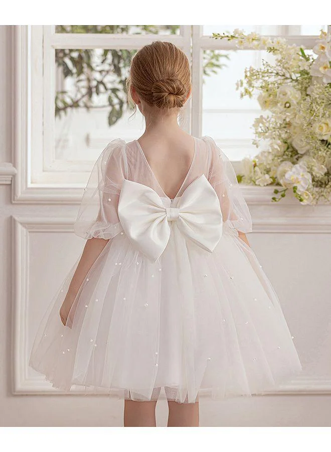 Mark & Mia Mark & Mia Pearl Embellished 3/4th Sleeves Party Dress - White