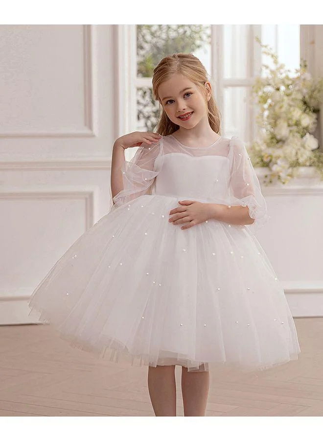 Mark & Mia Mark & Mia Pearl Embellished 3/4th Sleeves Party Dress - White