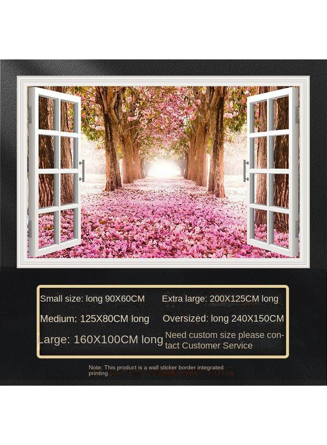 Bluejw Fake Window Self-adhesive 3D Wall Stickers Living Room Decorative Painting Bedroom Landscape Nature Waterproof Wall Stickers Wallpaper - Image 1