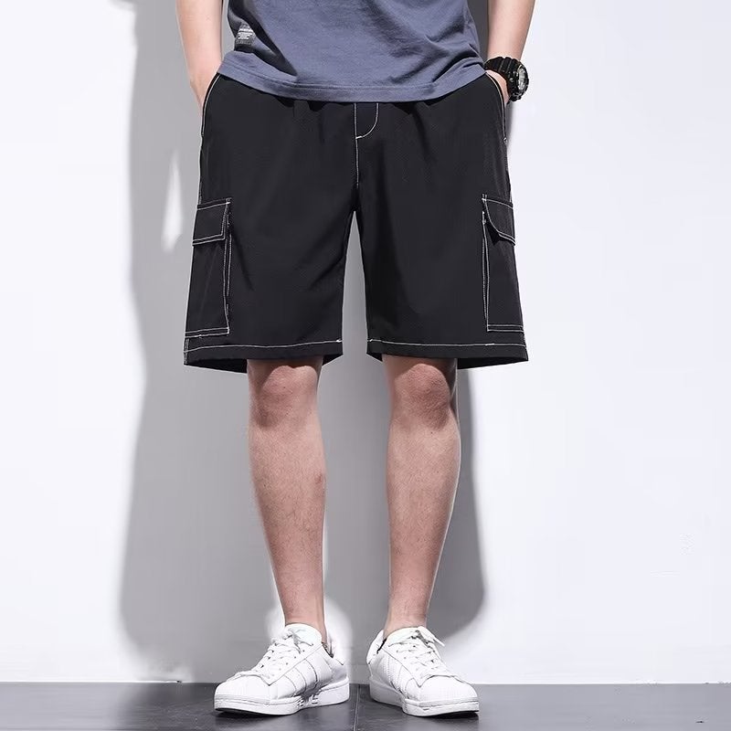 2023 Hong Kong Style Japanese Style Trendy Retro All-match Loose Straight Tooling Pants Casual Pants Trendy Men Black 