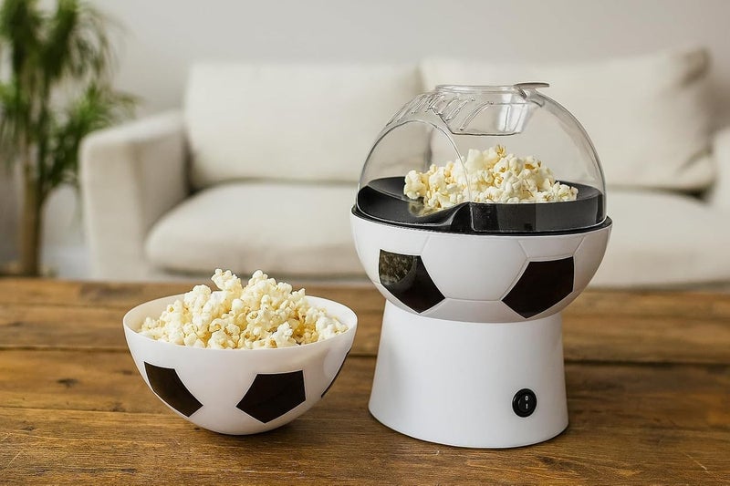B&D soccer ball popcorn maker hot air popping machine with matching serving bowl healthy oil free snack maker for kids family movie nights and football game day parties fun kitchen appliance gift idea - Image 2