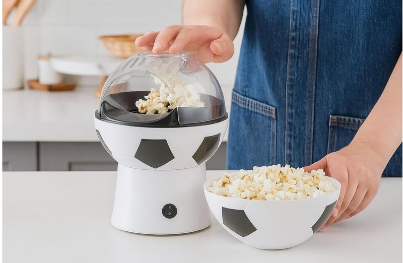 B&D soccer ball popcorn maker hot air popping machine with matching serving bowl healthy oil free snack maker for kids family movie nights and football game day parties fun kitchen appliance gift idea - Image 3