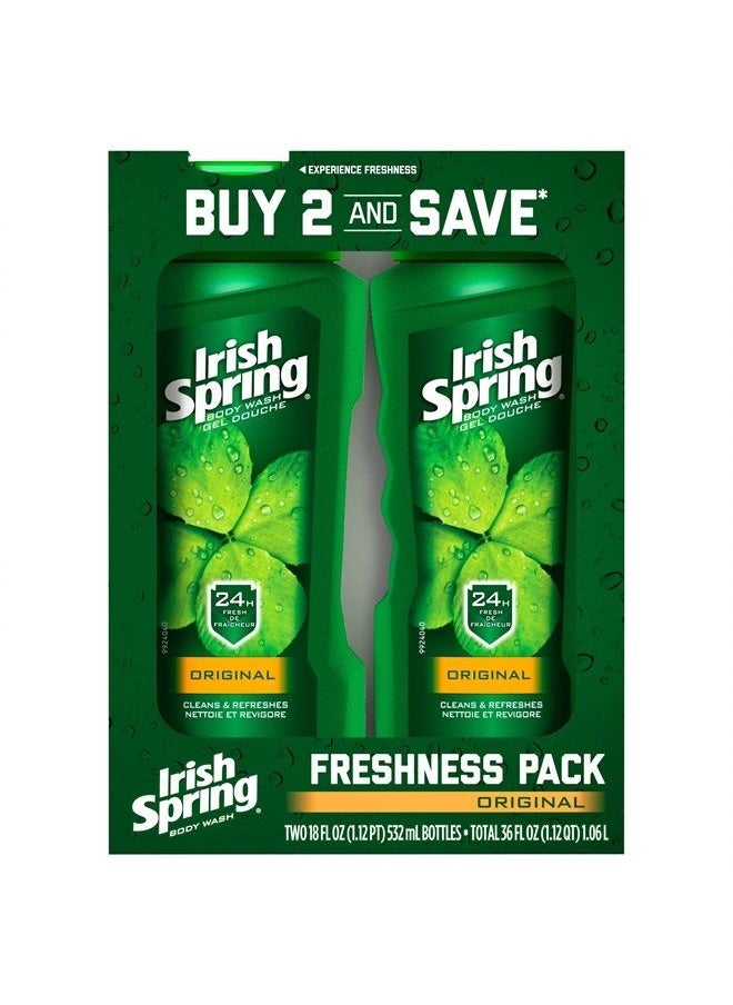 Irish Spring Body Wash, Original, 18 fluid ounce (Pack of 2)  - Image 1