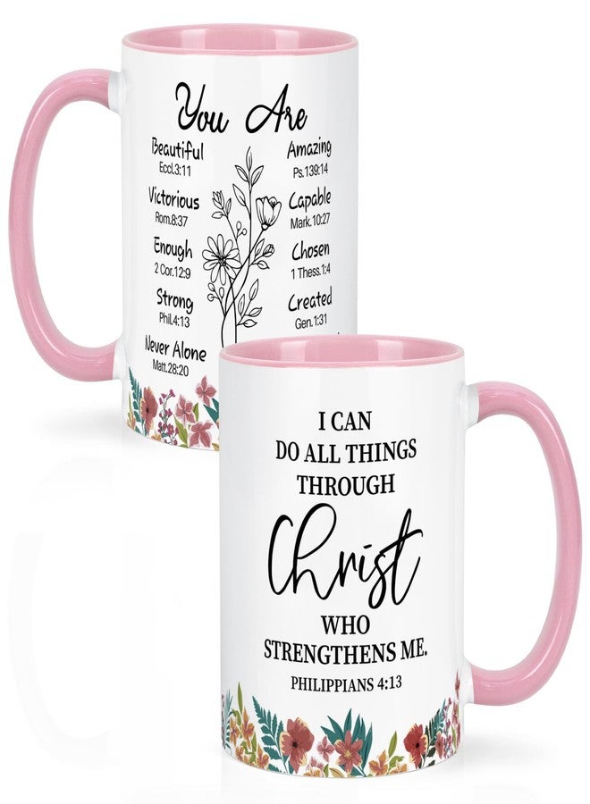 Maustic Christian Gifts for Women, Religious Inspirational Spiritual Birthday Gifts for Friends, Coworkers, Christian Coffee Mugs for Women, 11 Oz Two Tone (Pink & White) - Image 1