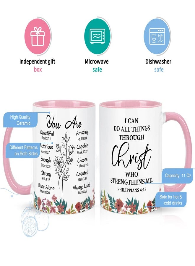 Maustic Christian Gifts for Women, Religious Inspirational Spiritual Birthday Gifts for Friends, Coworkers, Christian Coffee Mugs for Women, 11 Oz Two Tone (Pink & White) - Image 4