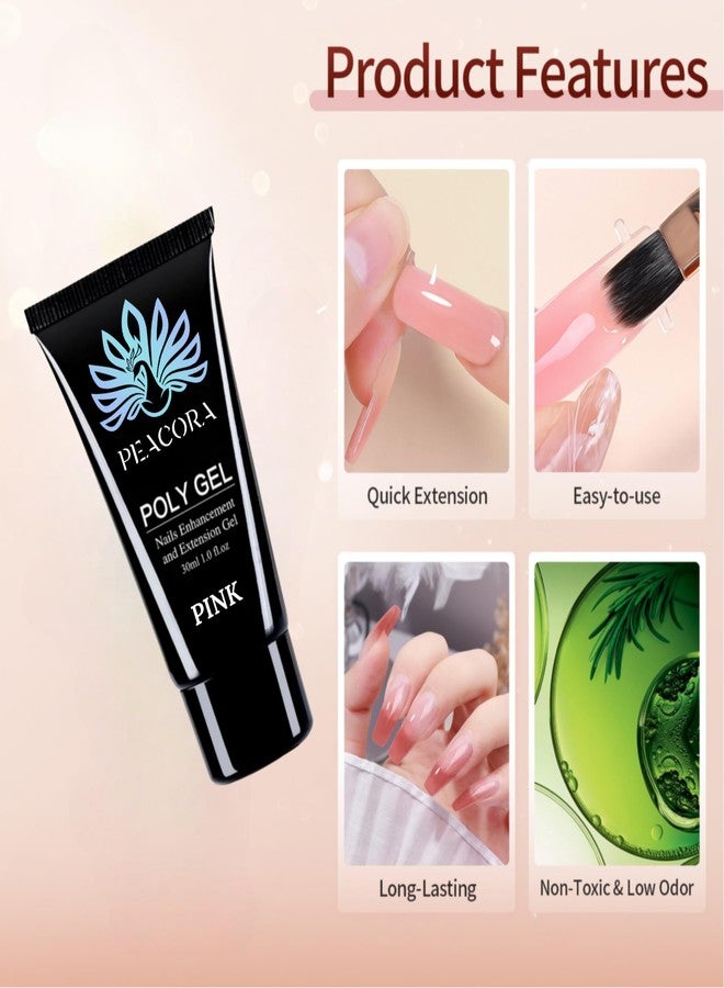 PEACORA 30ML Polygel Tubes For Nails Extensions Finger Nail Art, Nail Kit Builder Gel, Nail Extension Gel Trendy Nail Art Design Salon Nail Easy DIY at Home (Pink) - Image 4