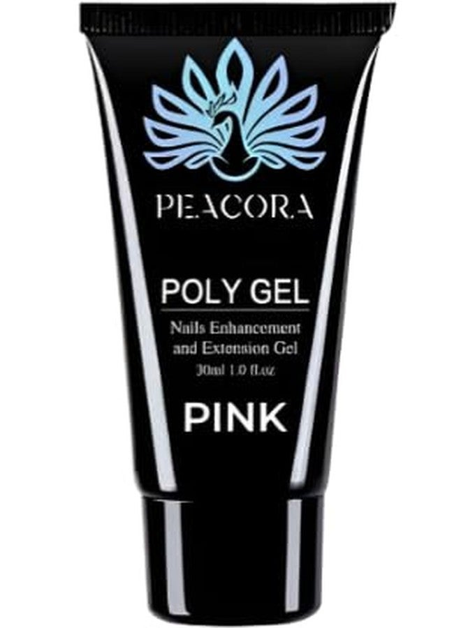 PEACORA 30ML Polygel Tubes For Nails Extensions Finger Nail Art, Nail Kit Builder Gel, Nail Extension Gel Trendy Nail Art Design Salon Nail Easy DIY at Home (Pink) - Image 1