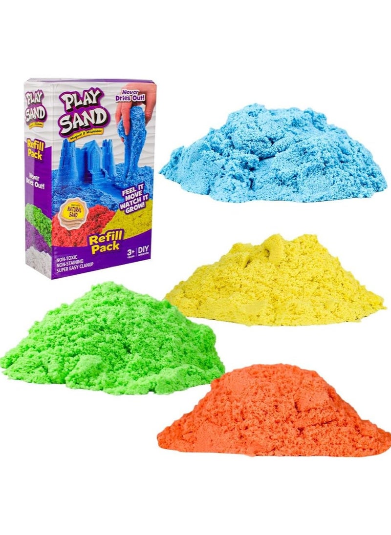 UKR UKR 4 Color Play Sand - 1000g Magical & Moldable Sand Box | DIY Sensory Toys for Kids | Ideal for Shaping, Squeezing, Scooping & Rolling | Perfect Gift for Boys & Girls Age 3+ (4 Light Colors)  - Image 1