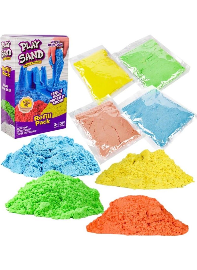 UKR UKR 4 Color Play Sand - 1000g Magical & Moldable Sand Box | DIY Sensory Toys for Kids | Ideal for Shaping, Squeezing, Scooping & Rolling | Perfect Gift for Boys & Girls Age 3+ (4 Light Colors)  - Image 4