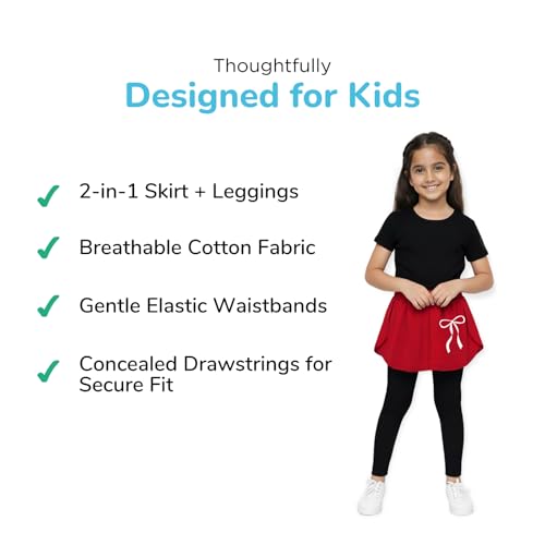 YouGotPlanB Skeggings for Girls | Pack of 1 | 2-in-1 Skirt with Attached Leggings | Cotton | Ages 4-16 Years | Comfort fit | Ideal for Sports & Play | XMasGift | 12-14 Years - Image 3
