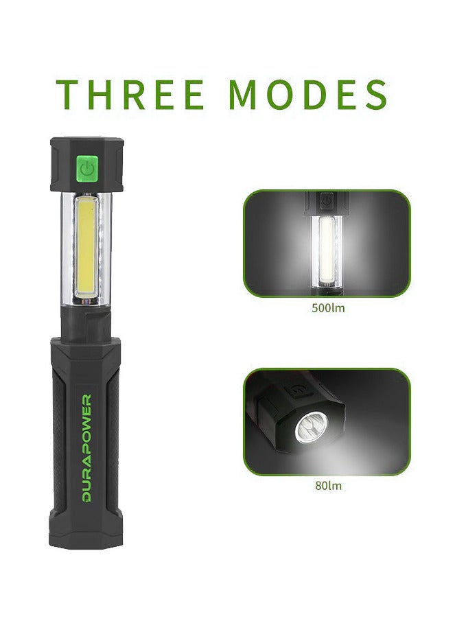 Durapower Portable Retractable Auto Repair Work Light – Charging Emergency Car Repair Light, Magnetic Auto Maintenance Work Light with Pull-out 80lm LED Flashlight, 180° Adjustable Luminous Panel & 360° Rotating Base, 3.7V 1800mAh Battery, 30cm USB Cable - Image 1