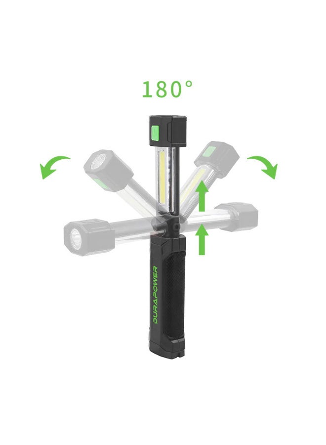 Durapower Portable Retractable Auto Repair Work Light – Charging Emergency Car Repair Light, Magnetic Auto Maintenance Work Light with Pull-out 80lm LED Flashlight, 180° Adjustable Luminous Panel & 360° Rotating Base, 3.7V 1800mAh Battery, 30cm USB Cable - Image 2