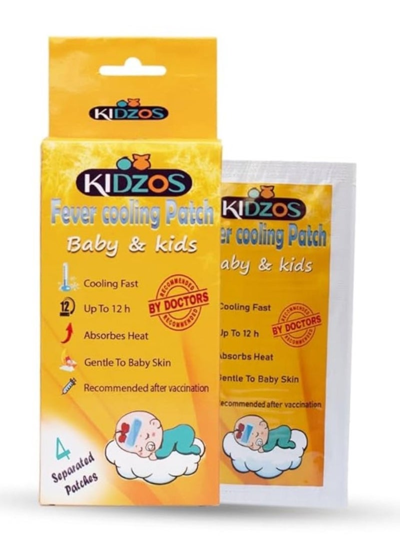 4 قطع لصقات KIDZOS لخفض الحرارة للأطفال