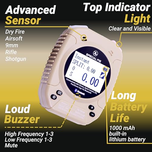 special pie Shot Timer with Belt Clip - 2025 Upgraded Shot Timer for Shooting Competition, Dry Fire Practice, Bluetooth Connect, Auto Backlight & Loud Buzzer, Ideal for IPSC, IDPA, SCSA, USPSA - Image 4