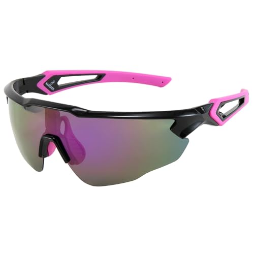 Karsaer Unisex Polarized Cycling Sports Tr90 Sunglasses Men Women Mountain Biking Bmx Baseball Golf B7041, Black,Purple, oversized - Image 1