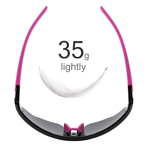 Karsaer Unisex Polarized Cycling Sports Tr90 Sunglasses Men Women Mountain Biking Bmx Baseball Golf B7041, Black,Purple, oversized - Image 4