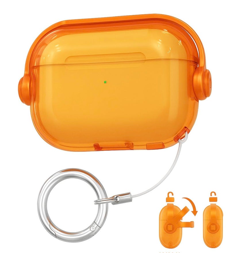 Yellowinc Case Cover for Apple Airpods Pro 3 (2025) (Orange, Transparent with Lock) - Image 1