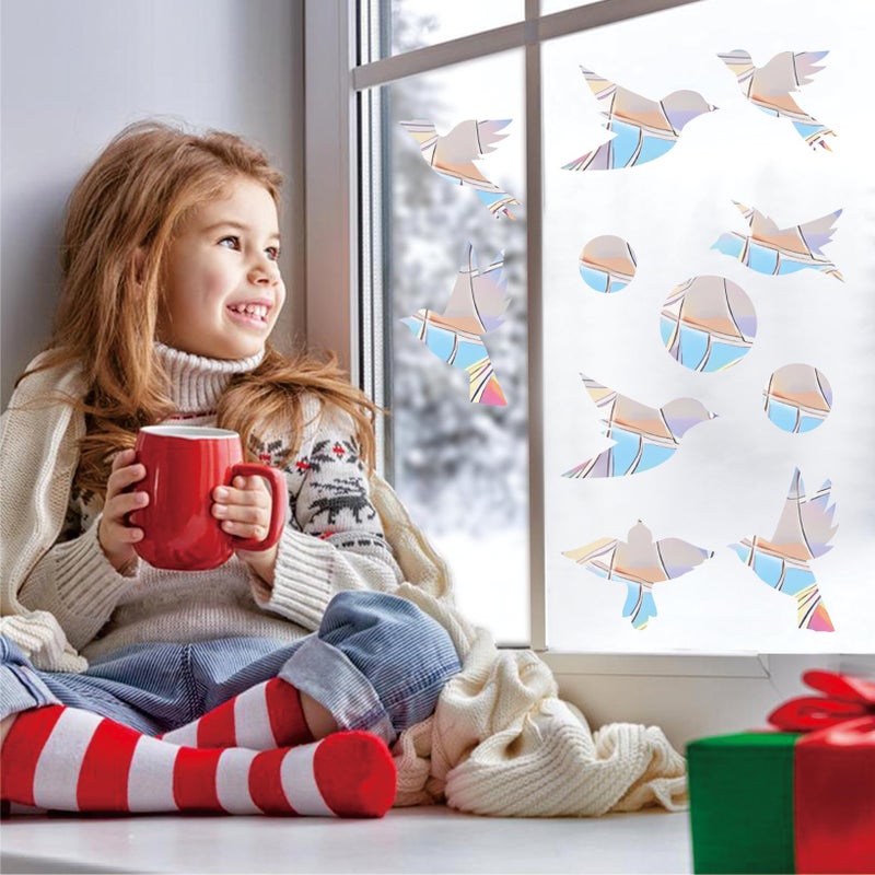 Shawula 45pcs Heart Valentine Day Window Comings Clings anti-tolision Comings لإنقاذ الطيور من تصادمات النوافذ - Image 4