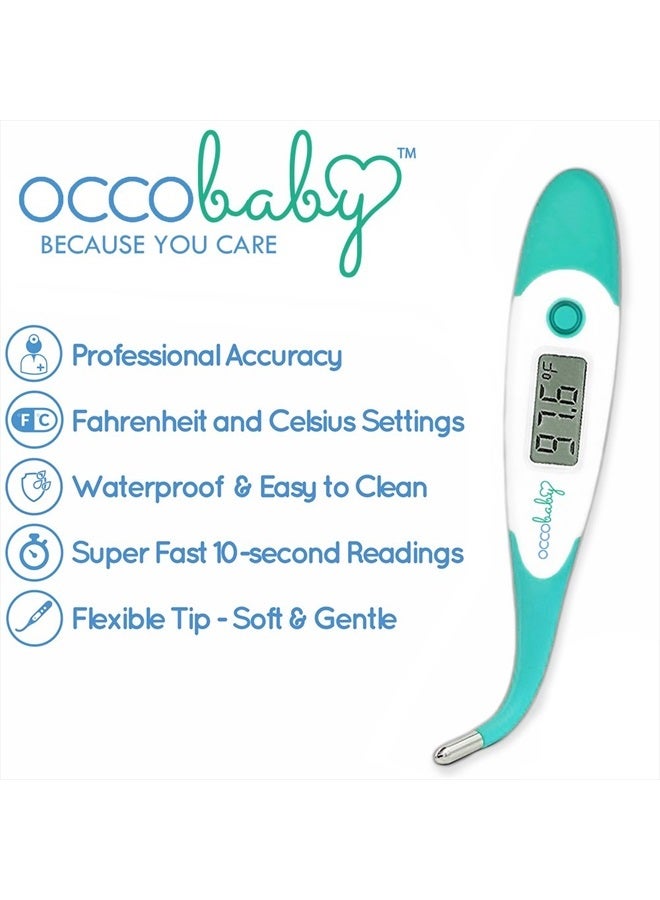 OCCObaby Clinical Digital Baby Thermometer - LCD, Flexible Tip, 10 Second Quick Accurate Fever Alarm Rectal Oral & Underarm Use - Waterproof Baby Thermometer for Infants & Toddlers - Image 2