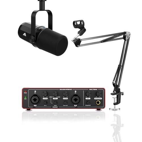 Audio Array Podcast Kit | USB/XLR Dynamic Mic with Boom Arm & Audio Interface 24-Bit/192kHz | Metal Build | Plug & Play | No-Latency Monitoring for Streaming, Recording & Content Creation - PB-05 - Image 1