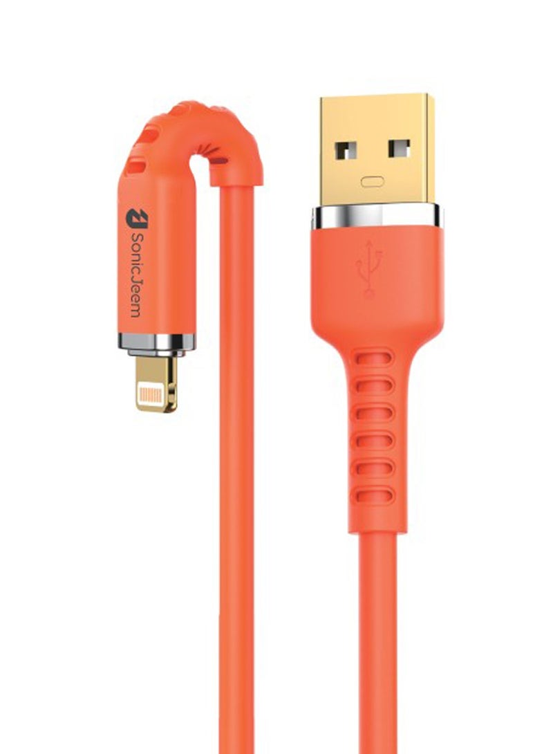 سونيك جيم كيبل شحن سونيك جيم 3.0A USB TO LIGHTNING،يحتوي على الشريحة الذكية،مقاوم للتشابك GOLD PLATED INTER FACE،الطول1متر،برتقالي،MADE FOR ANDROID-IPHONE-IPAD-IPOD (SJ115A) - Image 1
