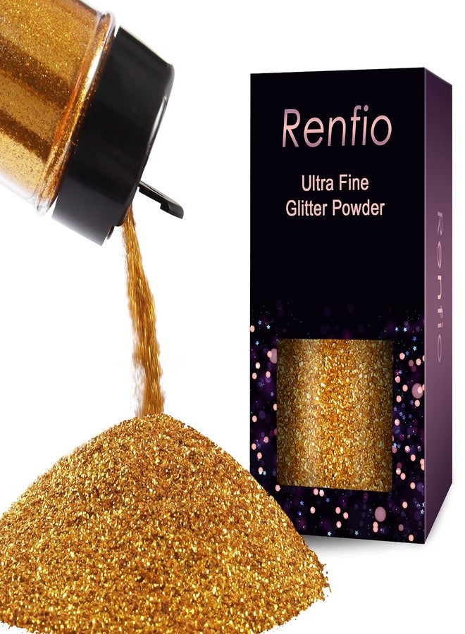 Renfio Ultra Fine Glitter Powder Metallic Resin Glitter 2.11 Oz (60g) PET Flakes Crafts Sequins 1/128" 0.008" 0.2mm Epoxy Chips Flakes for Tumblers Slime Decoration - Deep Gold - Image 1