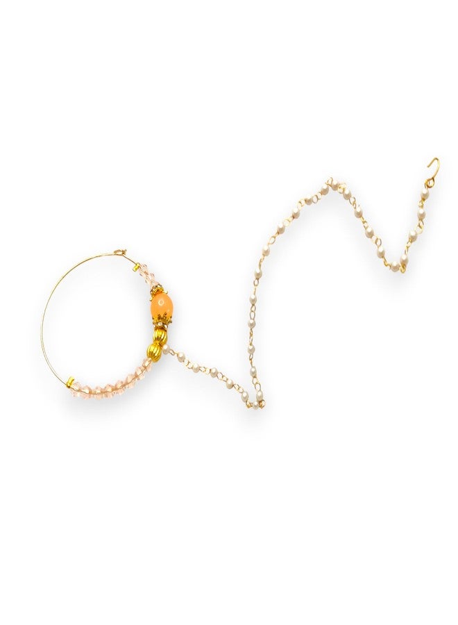 SUN SHINE Traditional Nose Ring for Women, Golden Brass, Crystal Stone, Modern Style - Image 1