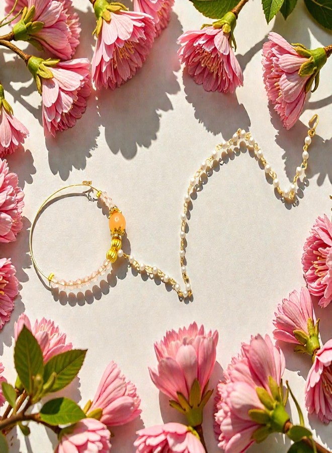 SUN SHINE Traditional Nose Ring for Women, Golden Brass, Crystal Stone, Modern Style - Image 2