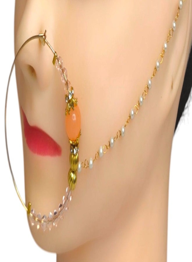 SUN SHINE Traditional Nose Ring for Women, Golden Brass, Crystal Stone, Modern Style - Image 3