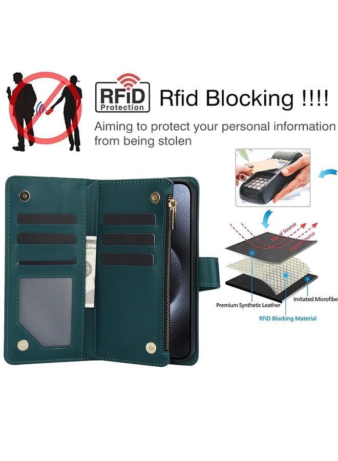 S-TOP Case For iPhone 13 YM016 Rhombic Zipper Card Wallet Leather Phone Case with Lanyard - Image 5