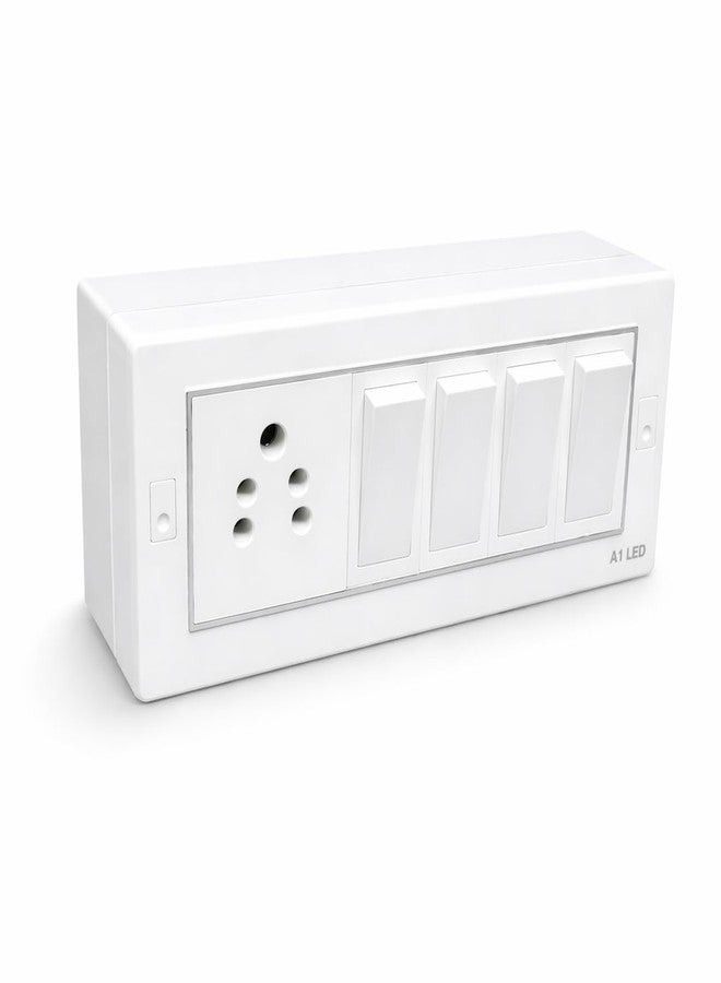 A1 LED 6 Gang Modular Surface Mount Switch Board with Installation Kit - Complete Electrical Solution for Home & Office