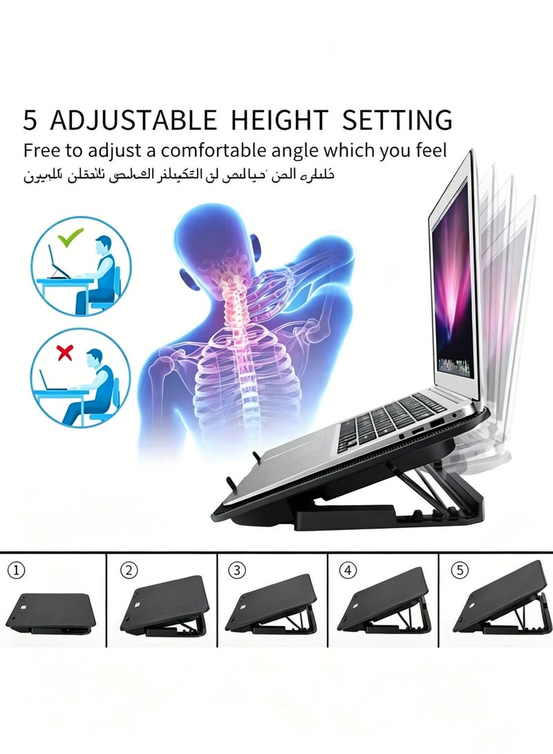 Laptop Cooling Pad with 6 Fans, Adjustable Ergonomic Laptop Stand with Phone Holder, Dual USB Ports, Ultra Quiet Cooler for 12-17 Inch Laptops, Ideal for Gaming & Work in Saudi Arabia - Image 4