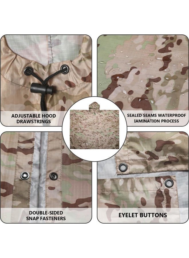 GRVCN Military Rain Poncho, Camouflage Raincoat Outdoor Waterproof Lightweight - Image 4