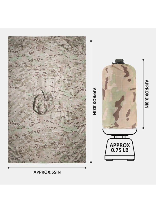GRVCN Military Rain Poncho, Camouflage Raincoat Outdoor Waterproof Lightweight - Image 3