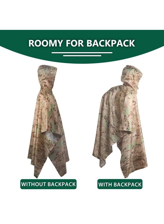 GRVCN Military Rain Poncho, Camouflage Raincoat Outdoor Waterproof Lightweight - Image 2