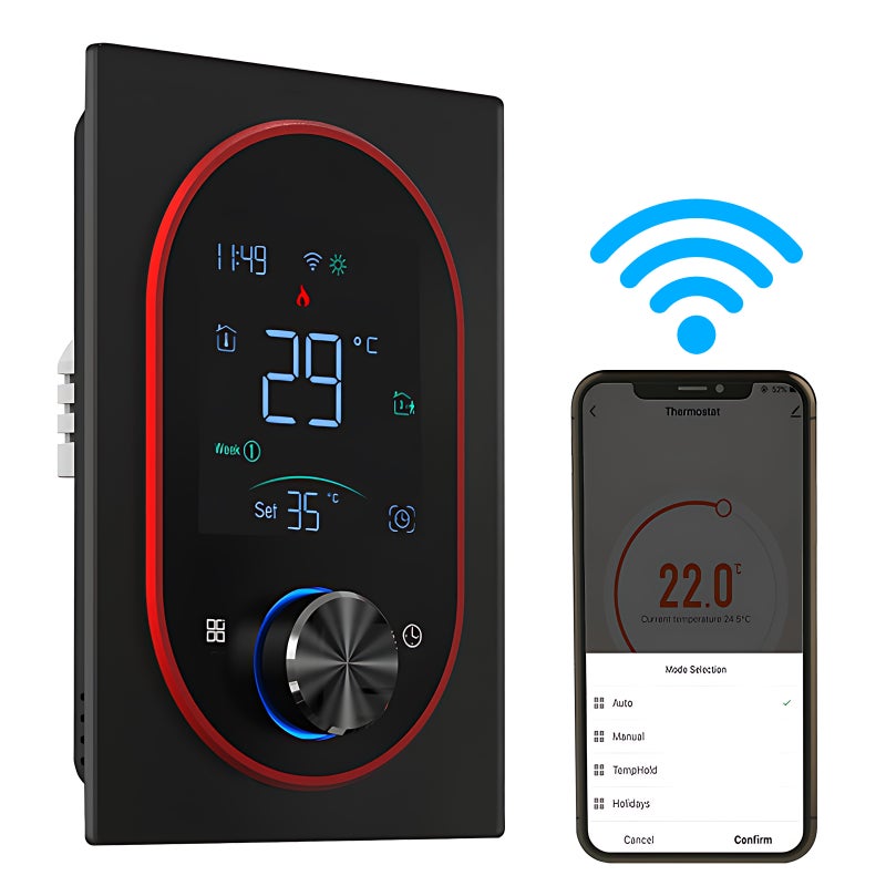 Smart Thermostat for House Water Electric Heating Water Gas Boiler AC thermostat with VA Digital Touch Screen and Adjustable Knob 5+1+1 Weekly Programming/Manual/Auto/Holiday Mode - Image 1