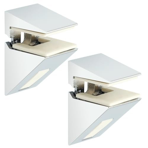 Mooche Glass Shelf Bracket Adjustable Shower Brackets Clamp Holder for 410mm Wood Glass Shelves Heavy Duty Wall Mount Clamps Clip Support Hardware Replacement Parts 2Pcs - Image 1