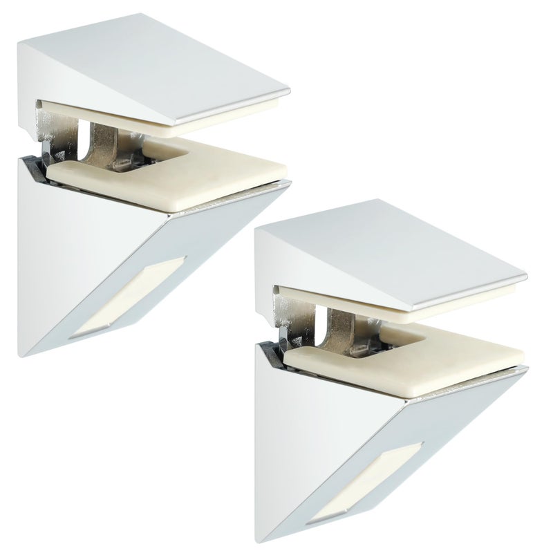 Mooche Glass Shelf Bracket Adjustable Shower Brackets Clamp Holder for 410mm Wood Glass Shelves Heavy Duty Wall Mount Clamps Clip Support Hardware Replacement Parts 2Pcs - Image 2