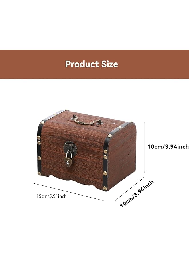 erorex Safe Money Box Savings With Lock Wood Carving Money Saving Bank Creative Vintage Wooden Box Wooden Piggy Bank Rustic Small Wooden Box Decorative Coin Bank For Boys And Girls S . - Image 2