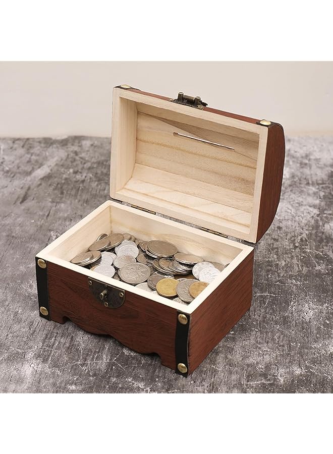 erorex Safe Money Box Savings With Lock Wood Carving Money Saving Bank Creative Vintage Wooden Box Wooden Piggy Bank Rustic Small Wooden Box Decorative Coin Bank For Boys And Girls S . - Image 4