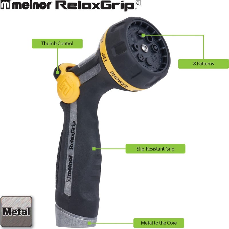 Melnor 65188AMZ RelaxGrip Metal Nozzle, Multi-Pattern, Arthritis Foundation Ease of Use Certified, Quick Connect Bundle, Black, Yellow - Image 3