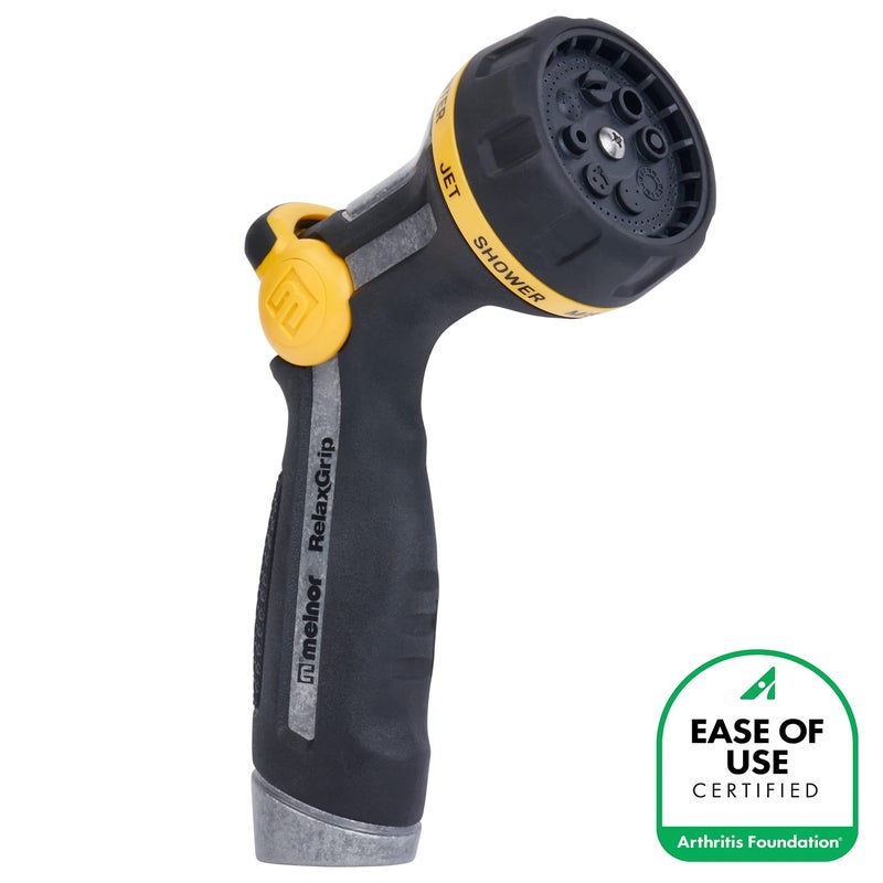 Melnor 65188AMZ RelaxGrip Metal Nozzle, Multi-Pattern, Arthritis Foundation Ease of Use Certified, Quick Connect Bundle, Black, Yellow - Image 4