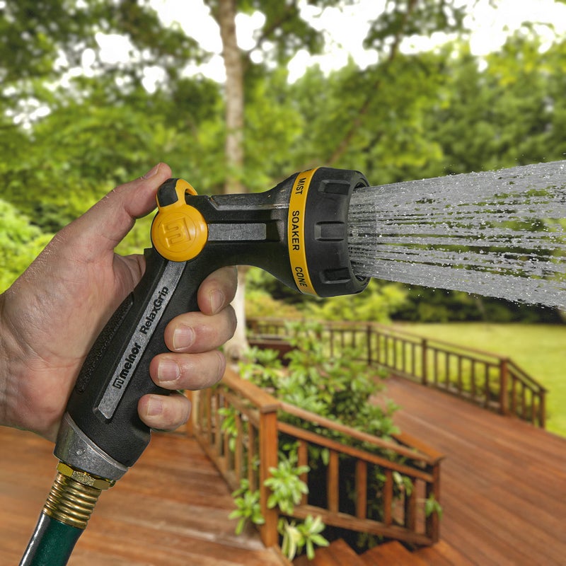 Melnor 65188AMZ RelaxGrip Metal Nozzle, Multi-Pattern, Arthritis Foundation Ease of Use Certified, Quick Connect Bundle, Black, Yellow - Image 2