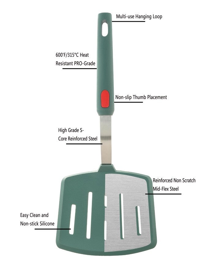 VRUIFA Silicone Wide Pancake Spatula, Slotted Turner for Cooking or Baking, Large Spatula for Egg, Fish, Steak, Flipping and Wok Use, Dishwasher Safe - Image 3