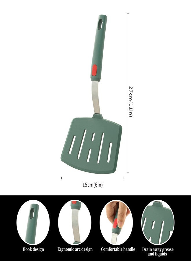 VRUIFA Silicone Wide Pancake Spatula, Slotted Turner for Cooking or Baking, Large Spatula for Egg, Fish, Steak, Flipping and Wok Use, Dishwasher Safe - Image 2