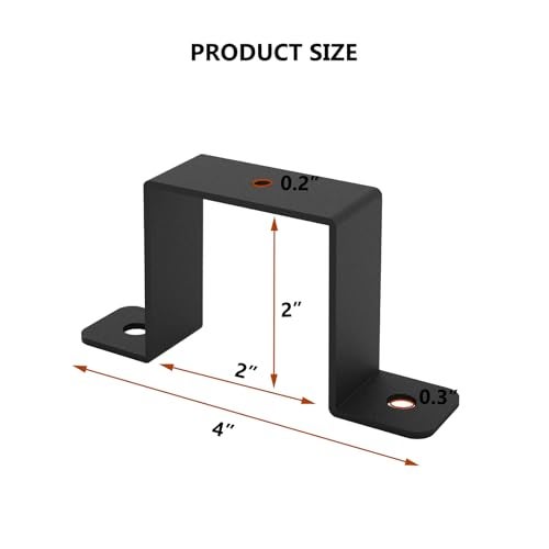 Wpbhk 4Pcs 2x2 Square Tube Strap Clamp Black Deck Fence Post Tie Bracket UShaped Pipe Clamp Bracket Powder Coated Black - Image 3