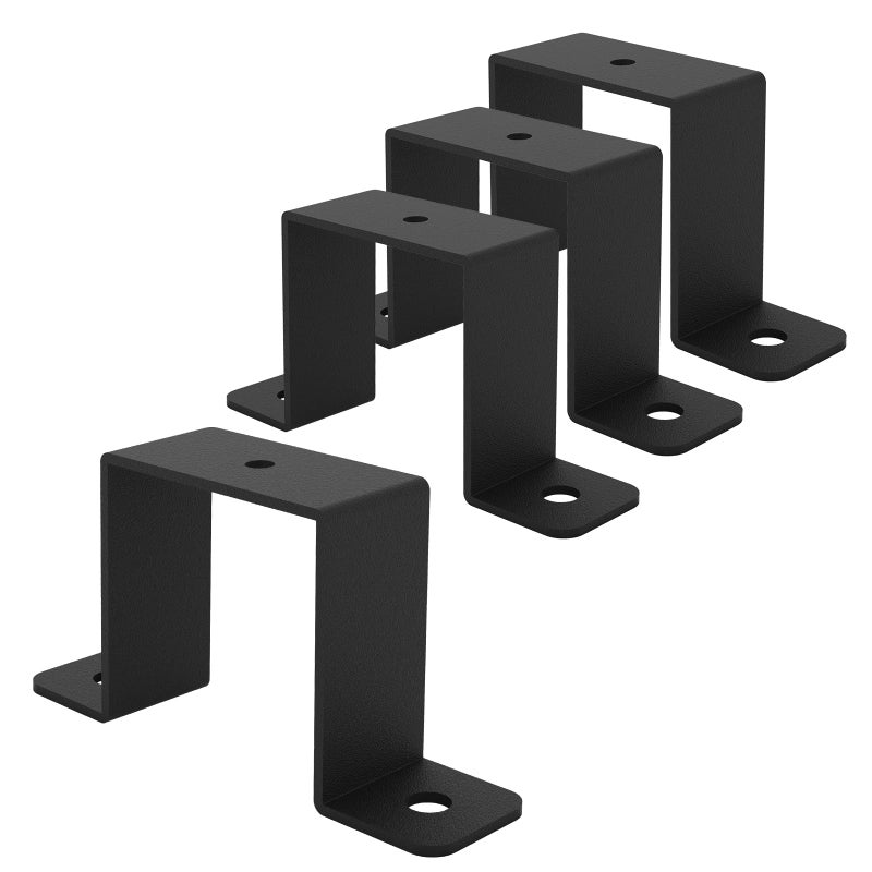 Wpbhk 4Pcs 2x2 Square Tube Strap Clamp Black Deck Fence Post Tie Bracket UShaped Pipe Clamp Bracket Powder Coated Black - Image 2