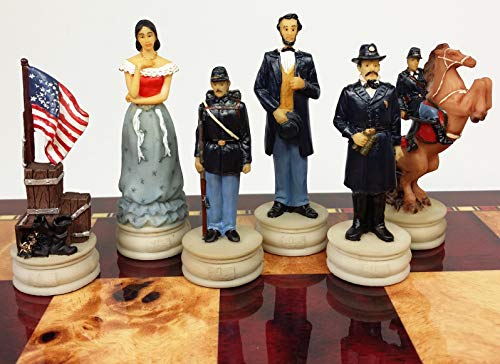HPL US American Civil War Queens Set of Chess Men Pieces Hand Painted NO Board - Image 1